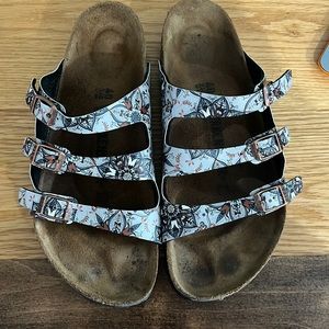 Birkenstock Florida 40Grey Navy Rust flower print